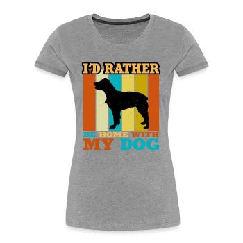 Épagneul Français Dog Lover Silhouette Vintage Sunset - T-shirt bio Premium Femme - bleu marine - Devant - Mia (176cm)