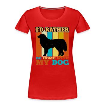 Great Pyrénées Dog Lover Silhouette Vintage Sunset - T-shirt bio Premium Femme - bleu marine - Devant - Mia (176cm)