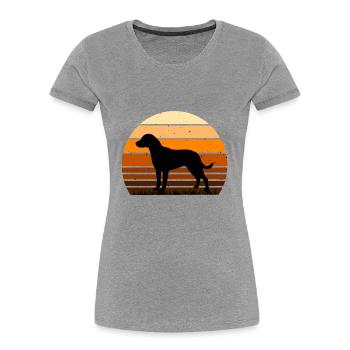 Uruguayan Cimarron Dog Silhouette Retro Sunset - Women's Premium Organic T-Shirt - navy - Front - Mia (176cm)