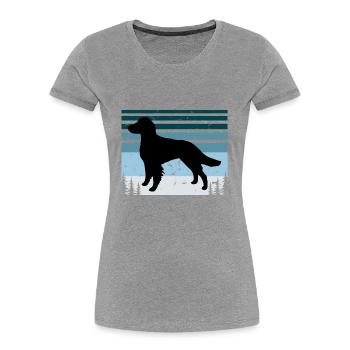Britanny Dog Lover Silhouette Vintage Sunset - T-shirt bio Premium Femme - bleu marine - Devant - Mia (176cm)