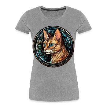 Chausie Cat Breed Aquarelle Verre - T-shirt bio Premium Femme - bleu marine - Devant - Mia (176cm)