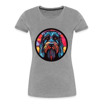 Terrier russe noir chien race verre aquarelle - T-shirt bio Premium Femme - bleu marine - Devant - Mia (176cm)