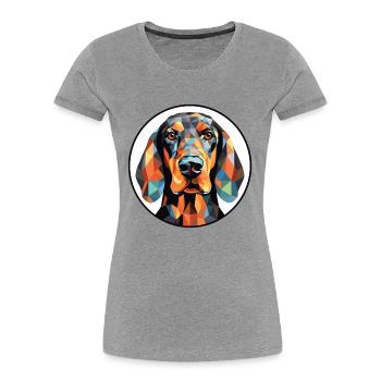 Noir et Tan Coonhound chien race verre aquarelle - T-shirt bio Premium Femme - bleu marine - Devant - Mia (176cm)