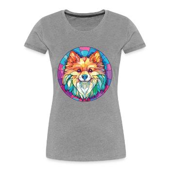 Pommersche Hunderasse Aquarell Glas Illustration - Frauen Premium Bio T-Shirt - Navy - Vorne - Mia (176cm)
