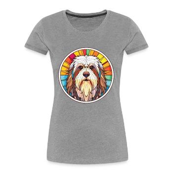 Polish Lowland Sheepdog Dog Breed Watercolor Glass - Women's Premium Organic T-Shirt - navy - Front - Mia (176cm)