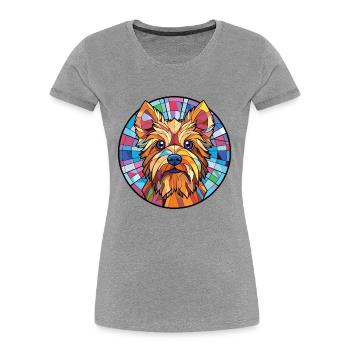 Silky Terrier chien race aquarelle Illustration - T-shirt bio Premium Femme - bleu marine - Devant - Mia (176cm)