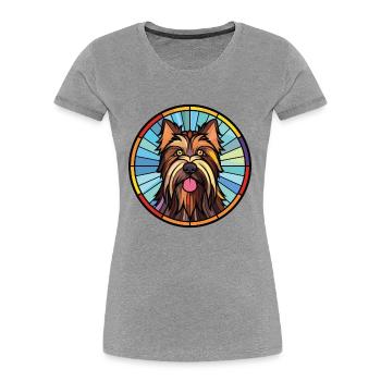 Skye Terrier Hunderasse Aquarell Illustration - Frauen Premium Bio T-Shirt - Navy - Vorne - Mia (176cm)