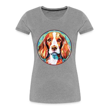 Welsh Springer Spaniel Dog Breed Watercolor Glass - Women's Premium Organic T-Shirt - navy - Front - Mia (176cm)