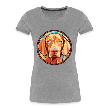 Vizsla chien à poil dur race aquarelle colorée - T-shirt bio Premium Femme - bleu marine - Devant - Mia (176cm)