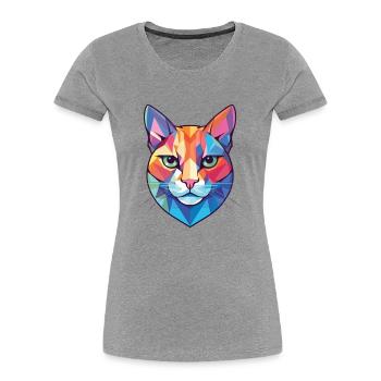 American Shorthair Cat Dessin animé aquarelle coloré - T-shirt bio Premium Femme - bleu marine - Devant - Mia (176cm)