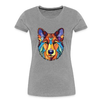 Collie Shepherd Dog Breed Watercolor Illustration - Women's Premium Organic T-Shirt - navy - Front - Mia (176cm)