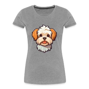 Bichon Yorkie Dog Breed Cartoon Kawaii Illustratio - Women's Premium Organic T-Shirt - navy - Front - Mia (176cm)