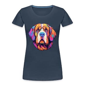 St Bernard chien race Cartoon Kawaii Illustration - T-shirt bio Premium Femme - bleu marine - Devant - Mia (176cm)
