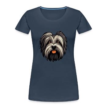 Skye Terrier Hunderasse Cartoon Kawaii Illustration - Frauen Premium Bio T-Shirt - Navy - Vorne - Mia (176cm)