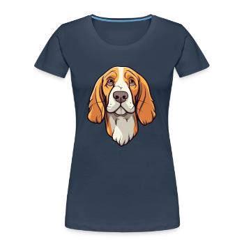 Slovensky Cuvac race de chien dessin animé kawaii illustrat - T-shirt bio Premium Femme - bleu marine - Devant - Mia (176cm)