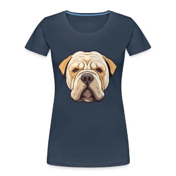 Shar Pei Hunderasse Cartoon Kawaii Illustration - Frauen Premium Bio T-Shirt - Navy - Vorne - Mia (176cm)