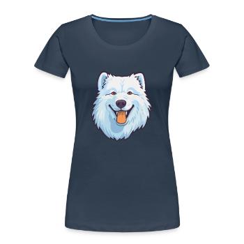 Samoyed Dog Breed Cartoon Kawaii Illustration - Women's Premium Organic T-Shirt - navy - Front - Mia (176cm)