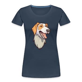 Chien loup russe race Cartoon Kawaii Illustr - T-shirt bio Premium Femme - bleu marine - Devant - Mia (176cm)