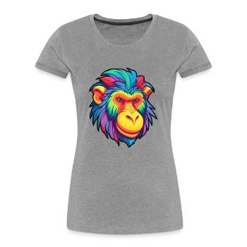 Mandrill Aquarelle Colorée Dessin Animé Kawaii Animal - T-shirt bio Premium Femme - bleu marine - Devant - Mia (176cm)