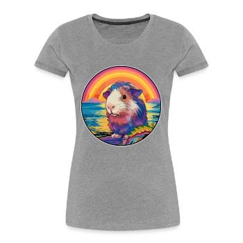 Guinea Pig Colorful Watercolor Cartoon Kawaii Pet - Women's Premium Organic T-Shirt - navy - Front - Mia (176cm)