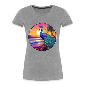 Peacock Colorful Watercolor Cartoon Kawaii Animal - Women's Premium Organic T-Shirt - navy - Front - Mia (176cm)