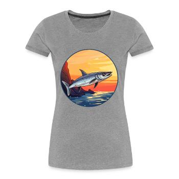 Barracuda Aquarelle Colorée Dessin Animé Kawaii Pet - T-shirt bio Premium Femme - bleu marine - Devant - Mia (176cm)