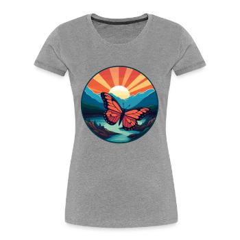 Papillon Aquarelle Colorée Dessin Animé Kawaii Pet - T-shirt bio Premium Femme - bleu marine - Devant - Mia (176cm)