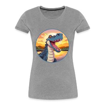 Crocodile Aquarelle Colorée Dessin Animé Kawaii Pet - T-shirt bio Premium Femme - bleu marine - Devant - Mia (176cm)