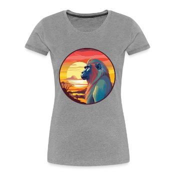 Mandrill Aquarelle Colorée Dessin Animé Kawaii Animal - T-shirt bio Premium Femme - bleu marine - Devant - Mia (176cm)