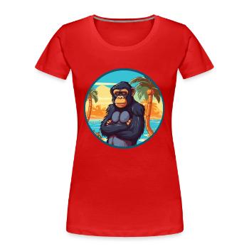 Bonobo Watercolor Cartoon Kawaii Clipart Animal - Women's Premium Organic T-Shirt - navy - Front - Mia (176cm)