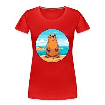 Und täglich grüßt das Murmeltier Aquarell Karikatur Kawaii Clipart Tier - Frauen Premium Bio T-Shirt - Navy - Vorne - Mia (176cm)