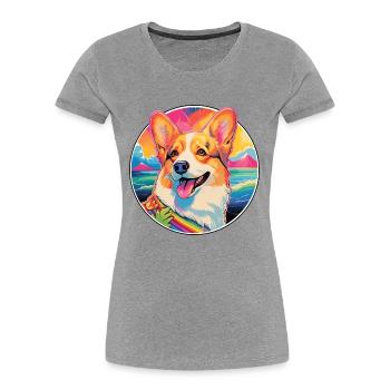 Corgi Dog Breed Colorful Cartoon Watercolor - Women's Premium Organic T-Shirt - navy - Front - Mia (176cm)