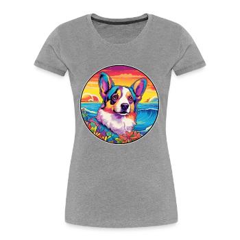 Cardigan Welsh Corgi Dog Breed Colorful Cartoon Wa - Women's Premium Organic T-Shirt - navy - Front - Mia (176cm)