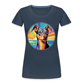 German Pinscher Dog Breed Colorful Cartoon Waterco - Women's Premium Organic T-Shirt - navy - Front - Mia (176cm)