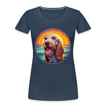 Spinone Italiano Race De Chien Coloré Cartoon Waterc - T-shirt bio Premium Femme - bleu marine - Devant - Mia (176cm)