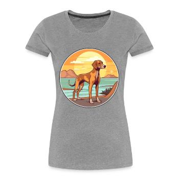 Cretan Hound Dog Breed Cartoon Kawaii Clipart Dog - Women's Premium Organic T-Shirt - navy - Front - Mia (176cm)