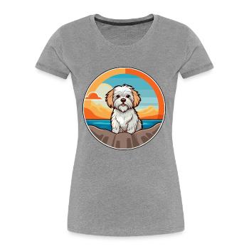 Dandie Dinmont Terrier Dog Breed Cartoon Kawaii - Women's Premium Organic T-Shirt - navy - Front - Mia (176cm)