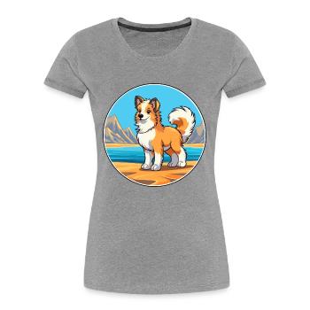 Taigan Kyrgyz Taighany Dog Breed Cartoon Kawaii - Women's Premium Organic T-Shirt - navy - Front - Mia (176cm)