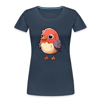 Kuckuck niedliche Karikatur Kawaii Aquarell Tier Haustier - Frauen Premium Bio T-Shirt - Navy - Vorne - Mia (176cm)