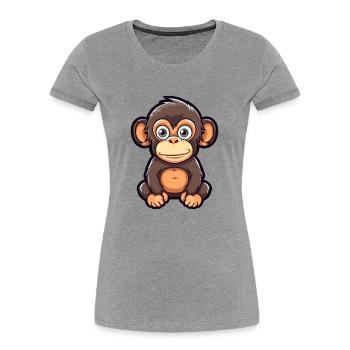 Chimpanzé Mignon Dessin Animé Kawaii Aquarelle Animal P - T-shirt bio Premium Femme - bleu marine - Devant - Mia (176cm)