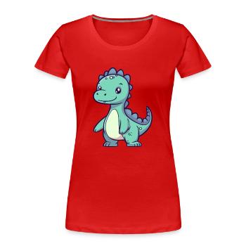 Dinosuar Niedlich Glücklich Kawaii Cartoon Clipart Tier - Frauen Premium Bio T-Shirt - Navy - Vorne - Mia (176cm)