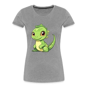 Iguana Cute Happy Kawaii Cartoon Clipart Animal - Women's Premium Organic T-Shirt - navy - Front - Mia (176cm)
