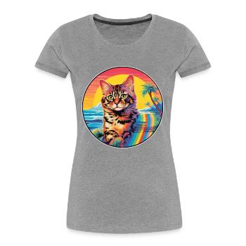 German Rex Cat Breed Watercolor Cartoon Kawaii Pet - Women's Premium Organic T-Shirt - navy - Front - Mia (176cm)