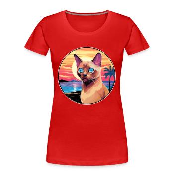 Europäische burmesische Katze Aquarell Cartoon Kawaii - Frauen Premium Bio T-Shirt - Navy - Vorne - Mia (176cm)