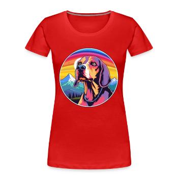 American English Coonhound race de chien Cartoon Kawai - T-shirt bio Premium Femme - bleu marine - Devant - Mia (176cm)