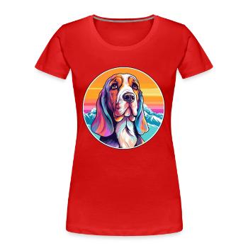 Basset Artesien Normand Dog Breed Cartoon Kawaii W - Women's Premium Organic T-Shirt - navy - Front - Mia (176cm)
