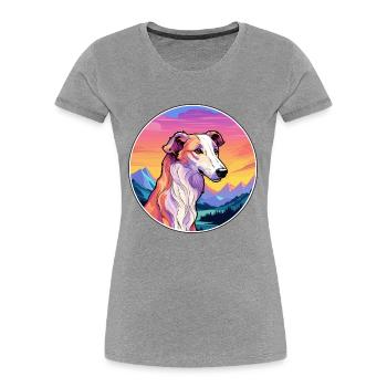 Barsoi Hunderasse Karikatur Kawaii Aquarell - Frauen Premium Bio T-Shirt - Navy - Vorne - Mia (176cm)