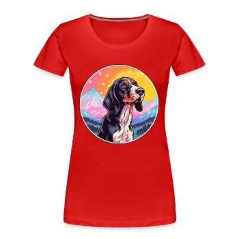 Bluetick Coonhound Dog Breed Cartoon Kawaii Waterc - Women's Premium Organic T-Shirt - navy - Front - Mia (176cm)