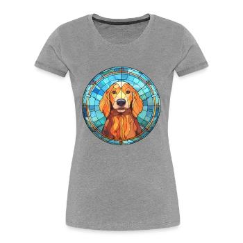 Saarlooswolfhond chien race vitrail coloré - T-shirt bio Premium Femme - bleu marine - Devant - Mia (176cm)