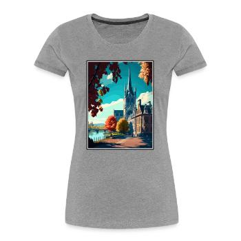 Bonn Allemagne Vintage voyage affiche WPA Souvenir - T-shirt bio Premium Femme - bleu marine - Devant - Mia (176cm)